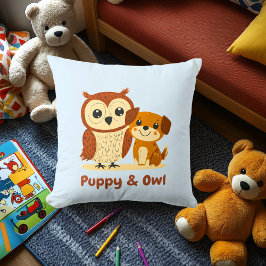 Almofada Puppy & Owl | Bons amigos animais decoram para cri
