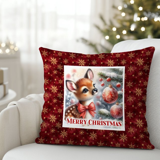 Almofada Pure festive scene baby fawn Christmas pillow  (Pure festive scene baby fawn Christmas pillow (48))