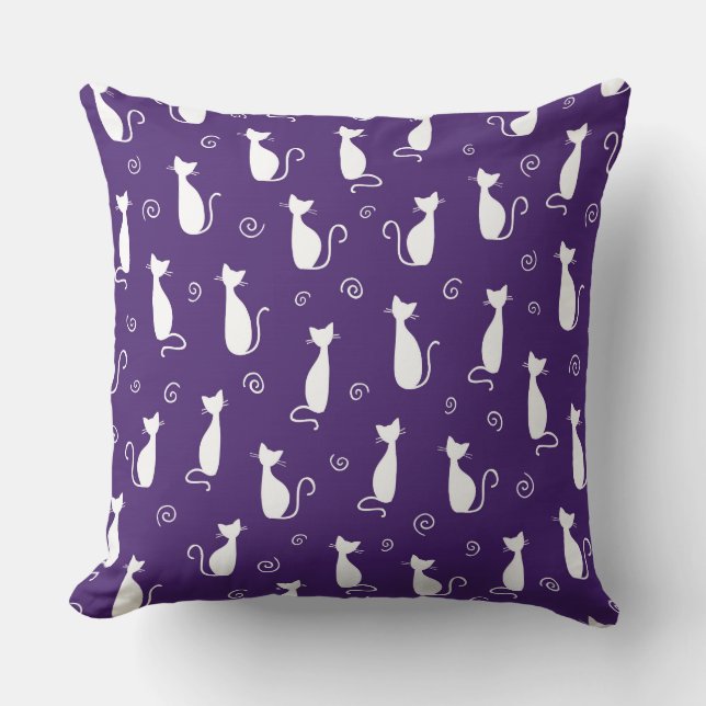 ALMOFADA PURPER ESCURA COM CASAS BRANCAS DE GATO (Frente)