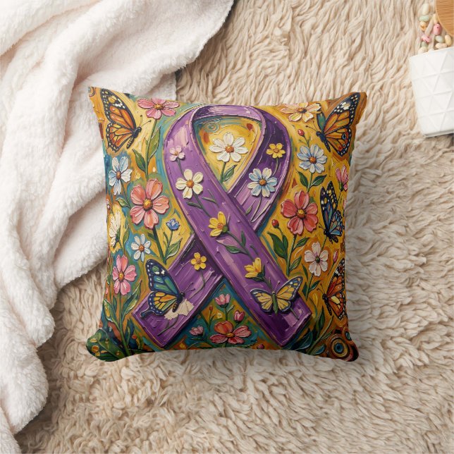 Almofada Purple Awareness Ribbon Fibro (Cobertor)