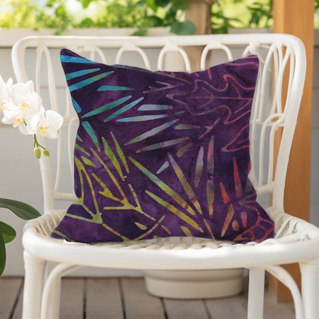Almofada Purple Boho Batik Foliage Pattern (Criador carregado)