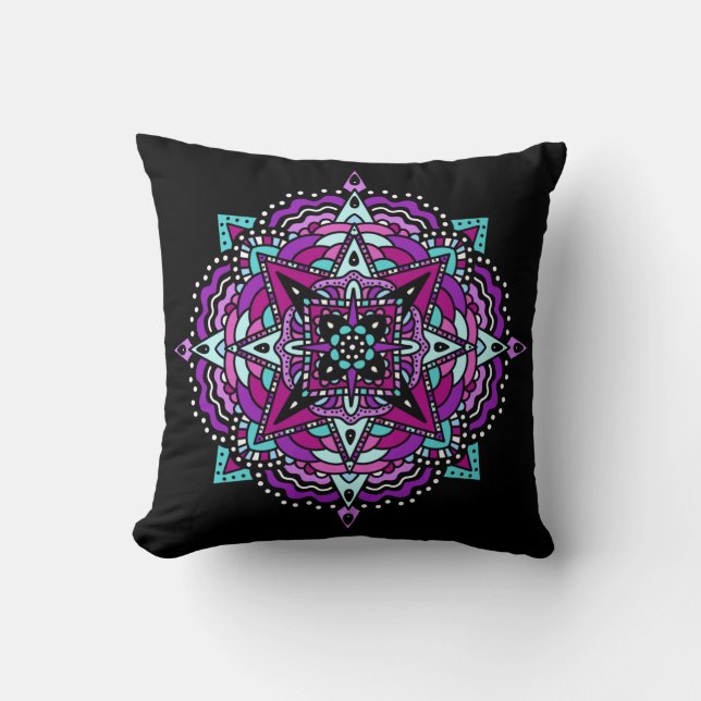 Almofada Purple e Teal Mandala (Frente)