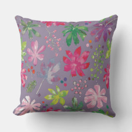 Almofada Purple Floral Pattern Pillow – Pink & Green Garden
