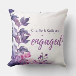 Almofada Purple Floral Personalized Engagement Throw Pillow