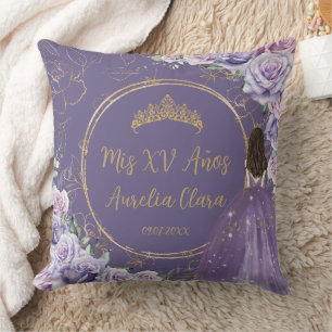 Almofada Purple Lilac Floral Princesa Quinceañera Keepsaame
