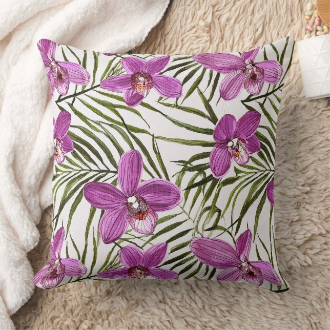 Almofada purple orchid floral pattern (Cobertor)