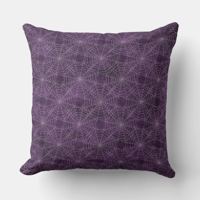 Almofada Purple Spider Webs Halloween Grunge (Frente)