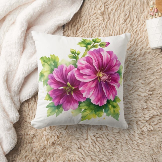 Almofada Purple Watercolor Flower Illustration  (Cobertor)