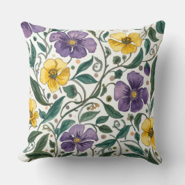 Almofada Purple Yellow Flowers Pattern, Modern,Elegant