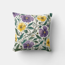 Purple Yellow Flowers Pattern, Modern,Elegant