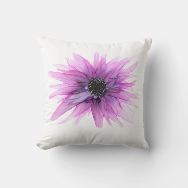Almofada Púrpura Aster pintado manualmente travesseiro deco (Frente)