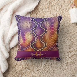 Almofada Púrpura e Púrpura e Pele Cobra de Shimmering Doura
