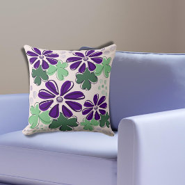 Almofada Púrpura e verde Pincel e porta da flor