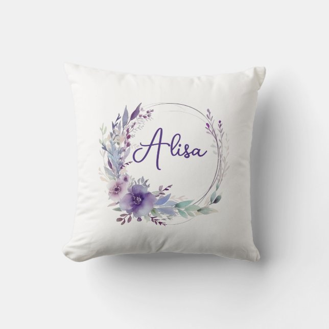 Almofada Púrpura Elegante Cama de flor selvagem (Frente)