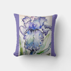 Almofada Púrpura Iris art Flor Flor em Aquarela