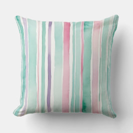 Almofada Púrpura verde-rosa e listras brancas
