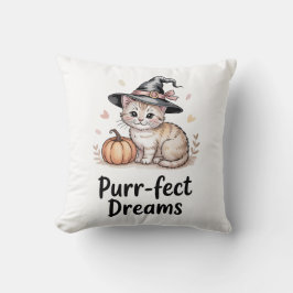 Almofada Purr-fect Dreams Gato Bonito com Pumpkin Halloween