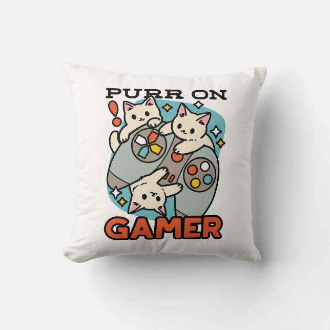 Almofada Purr On Gamer - Design de Jogos para Gatos de Gato (Frente)