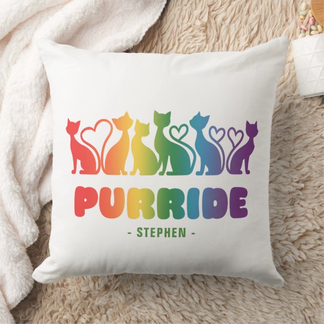 Almofada Purride - Rainbow Cat Silhouette LGBTQ+ Pride Pun (Cobertor)