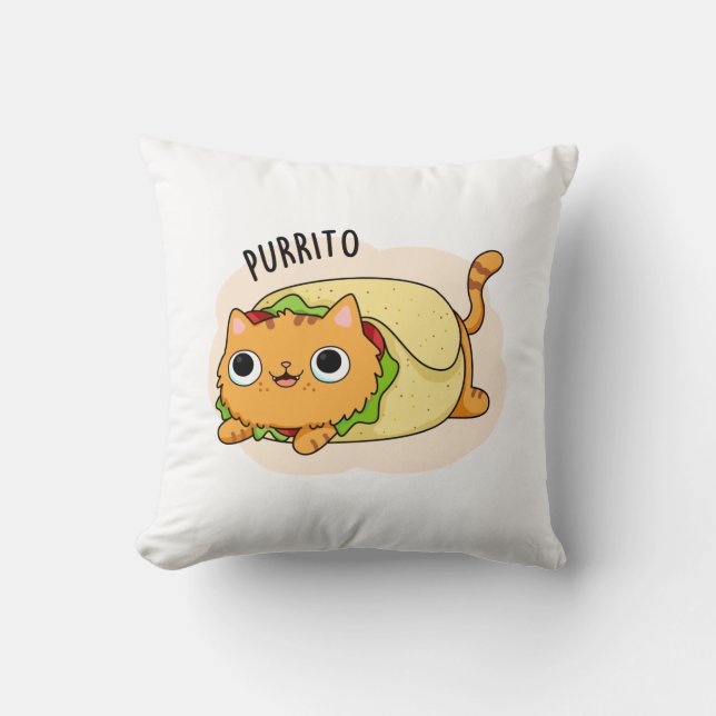 Almofada Purrito Funny Cat Burrito Pun (Frente)