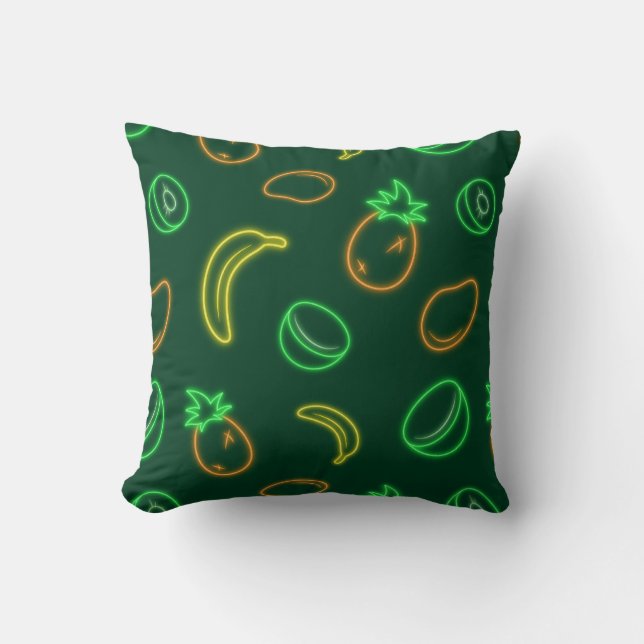 Almofada Quadrada com Estampa de Frutas Tropicais  (Frente)