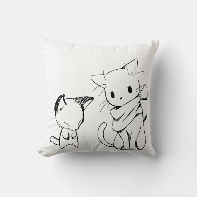 Almofada quadrada com estampa de gato trendy (Frente)