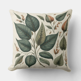 almofada quadrada estampada com folhas 