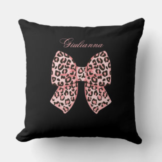 Almofada Quadrada Personalizada com Laço de Leopar