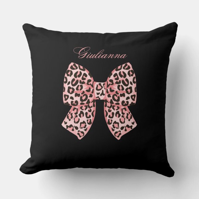 Almofada Quadrada Personalizada com Laço de Leopar (Frente)