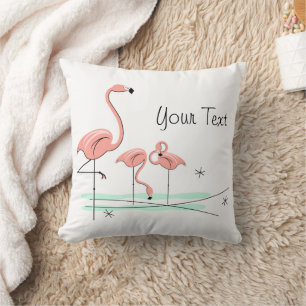 Almofada Quadrado Flamingos Trio 4 'Seu Texto'