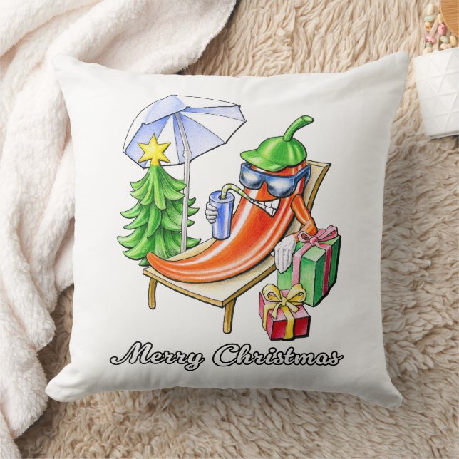 Almofada Quadrado White Chili Feliz Desenho de Natal (Cobertor)