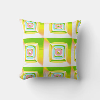 Almofada Quadrados 3D Inflados Verde Lima Amarelo Azul Rosa