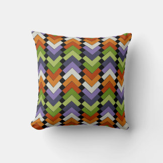 Almofada Quadrados Chevron em Cores de Arte Folclórica