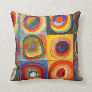Almofada Quadrados com Círculos Concentrados por Kandinsky