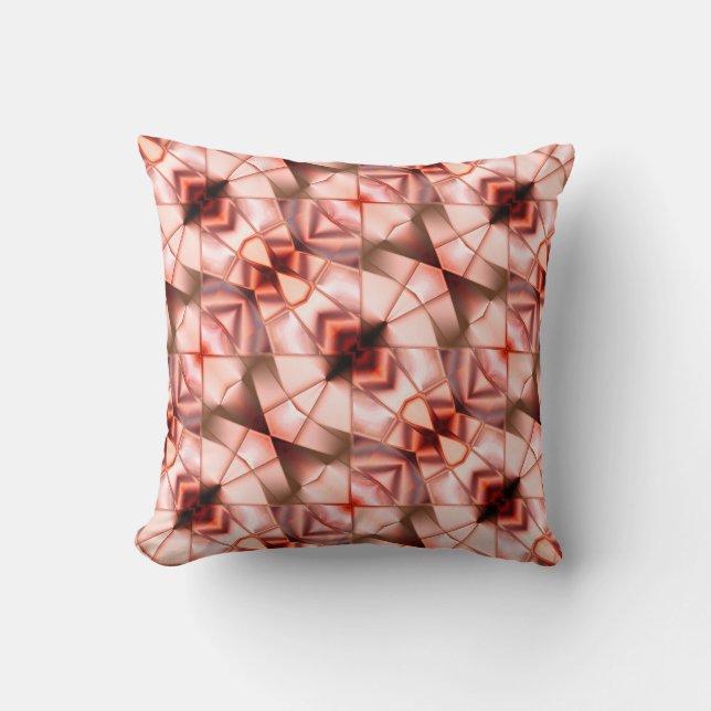 Almofada quadrados de abstrato sobre vinho rosado de relaçã (Frente)