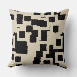 Almofada Quadrados de Taupe Pretos e Vintage