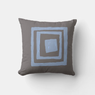 Almofada Quadrados inspirados retrô modernos em azul Cinza