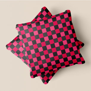 Almofada Quadrados Retro-Chic Retrópicos Rosa e Cinza