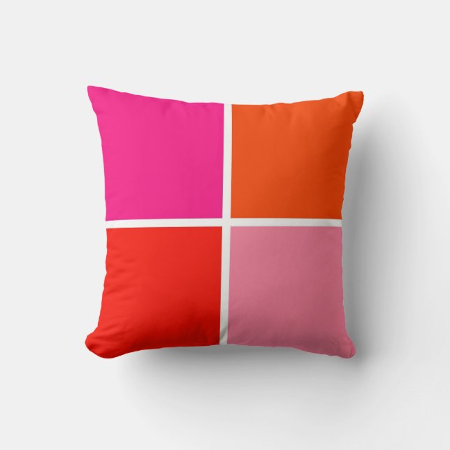 Almofada Quadrados Rosa e Laranja (Frente)