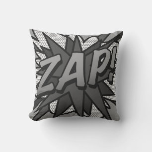 Almofada Quadrinhos Retrô Divertidos ZAP POW Preto e Branco