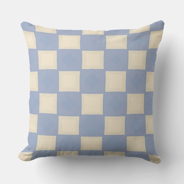 Almofada Quadro de ensaio de amarelo esmaecido e azul (Frente)