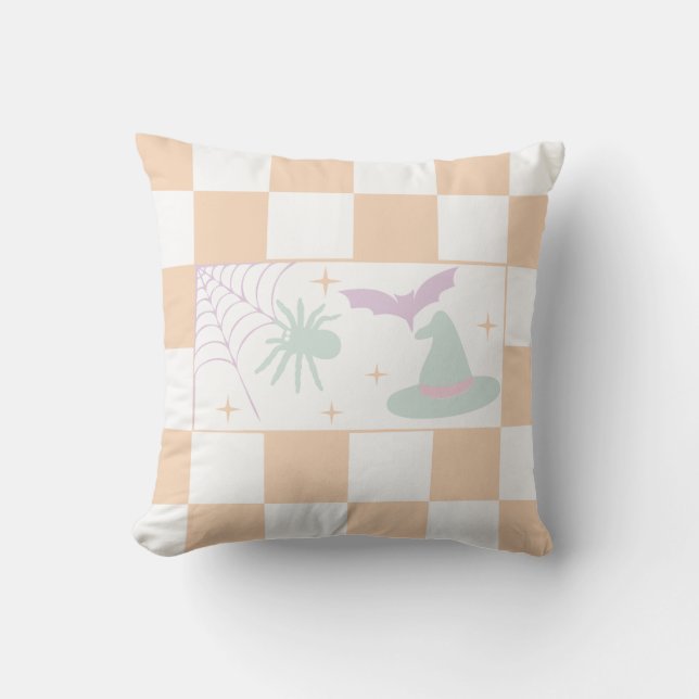 Almofada Quadro de Verificação da Estação de Spooky Roxo Ha (Frente)