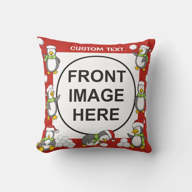 Almofada Quadro dos pinguins de Natal (Frente)