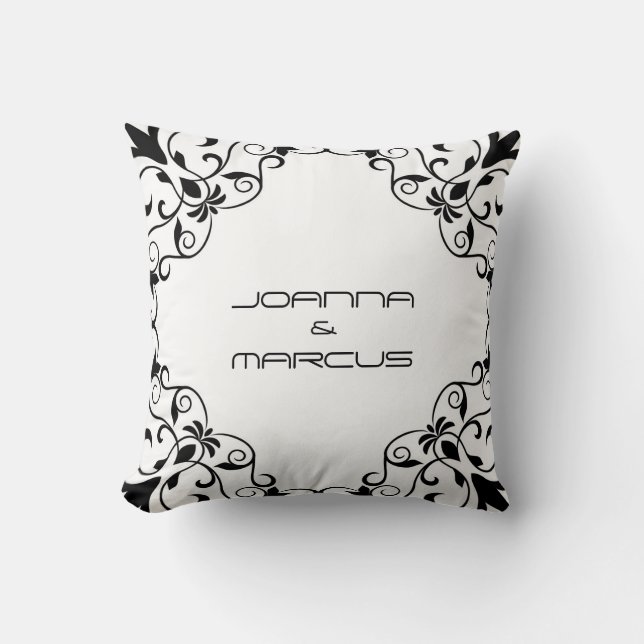 Almofada Quadro Floral Preto Monograma (Frente)