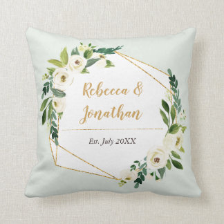 Almofada Quadro geométrico do olhar da folha Dourado floral