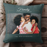 Almofada Quadro Moderno | Família é TUDO Dourado Foto<br><div class="desc">Guarda-te da família moderna,  este elegante travesseiro decorativo fotográfico apresenta a tua fotografia favorita num quadro dourado,  juntamente com o teu nome personalizado e a data estabelecida em azul-poeirento escuro. presente de excelente para feriados,  Dias de as mães ou Namorados!</div>