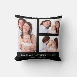 Almofada Quadro Preto de Colagem de Fotos da Família de Seç