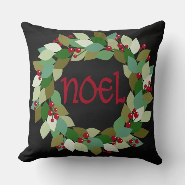 Almofada Quadro Preto Faux | Noel Wreath (Frente)