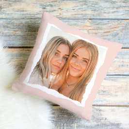 Almofada Quadro Rosa E Branco Moderno Com Fotografia