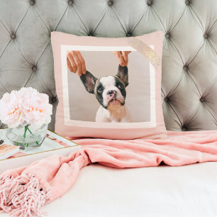 Almofada Quadro Rosa Pastel Moderno Foto de Cachorro Pess